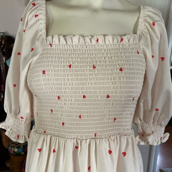 Vintage Prairiecore Heart Print Dress - Picture 4 of 12
